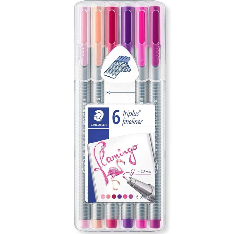 Pochette 6 Stylos triplus Fineliner - Flamingo