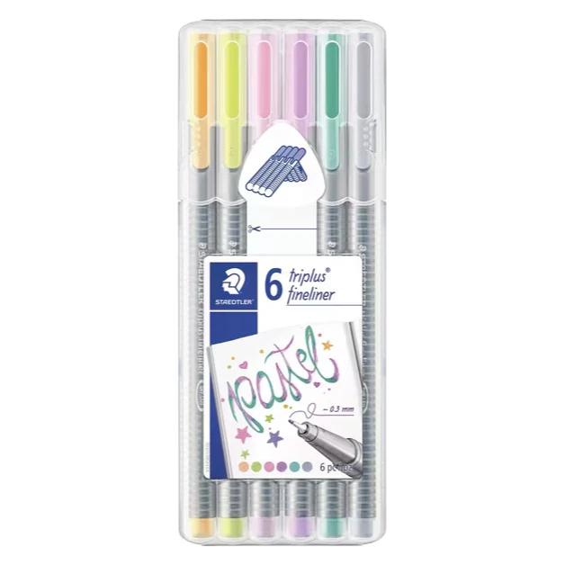 Pochette 6 Stylos triplus Fineliner - Couleur pastel