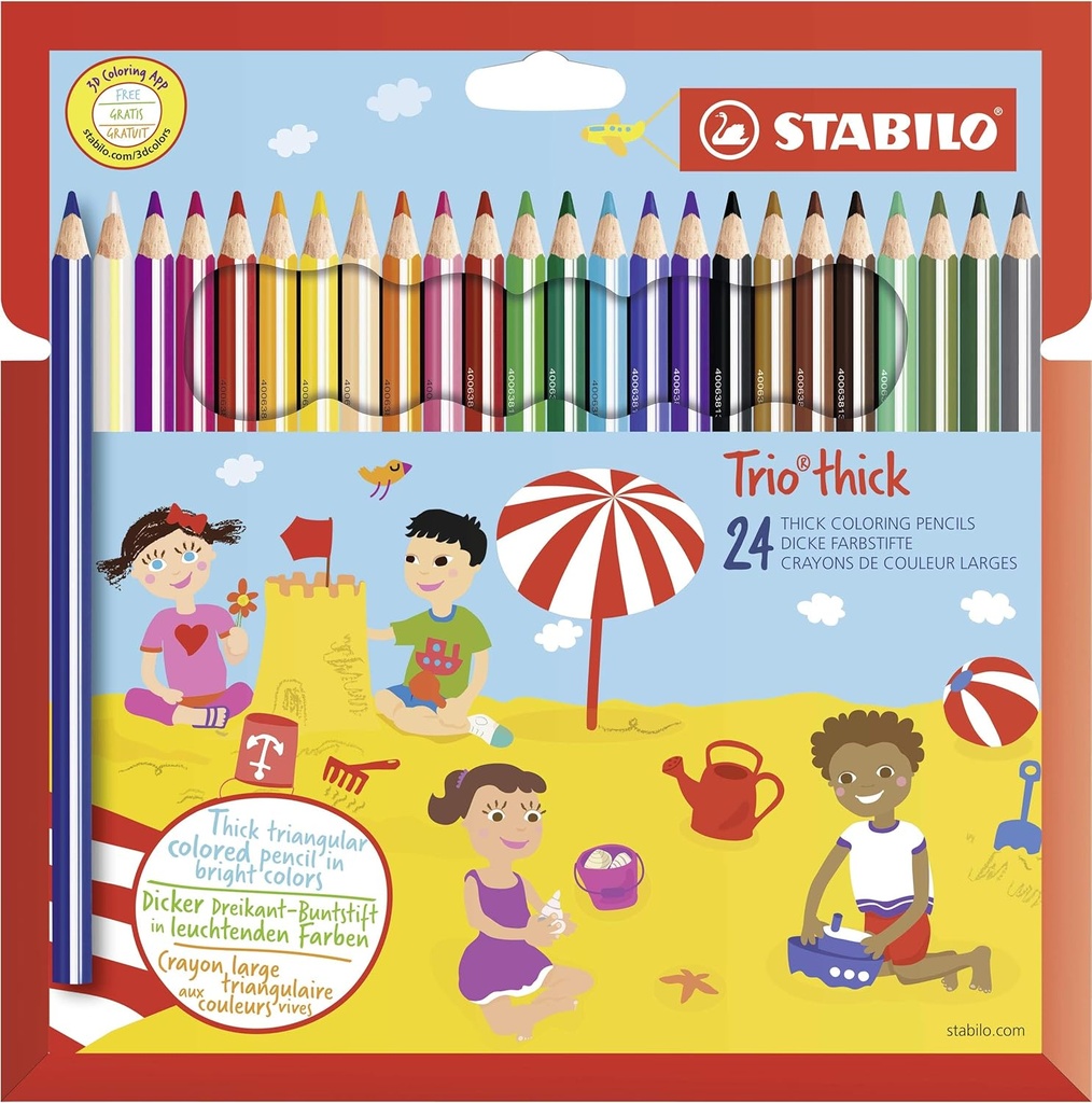 Crayons de couleur STABILO triangulaires épais de 24