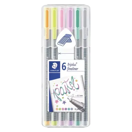 Pochette 6 Stylos triplus Fineliner - Couleur pastel
