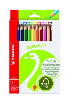 Crayon de couleur large STABILO GREENtrio de 12 crayons