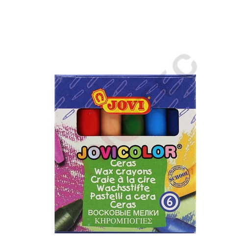 Crayons à la cire de 6 couleurs JOVI plastic mini